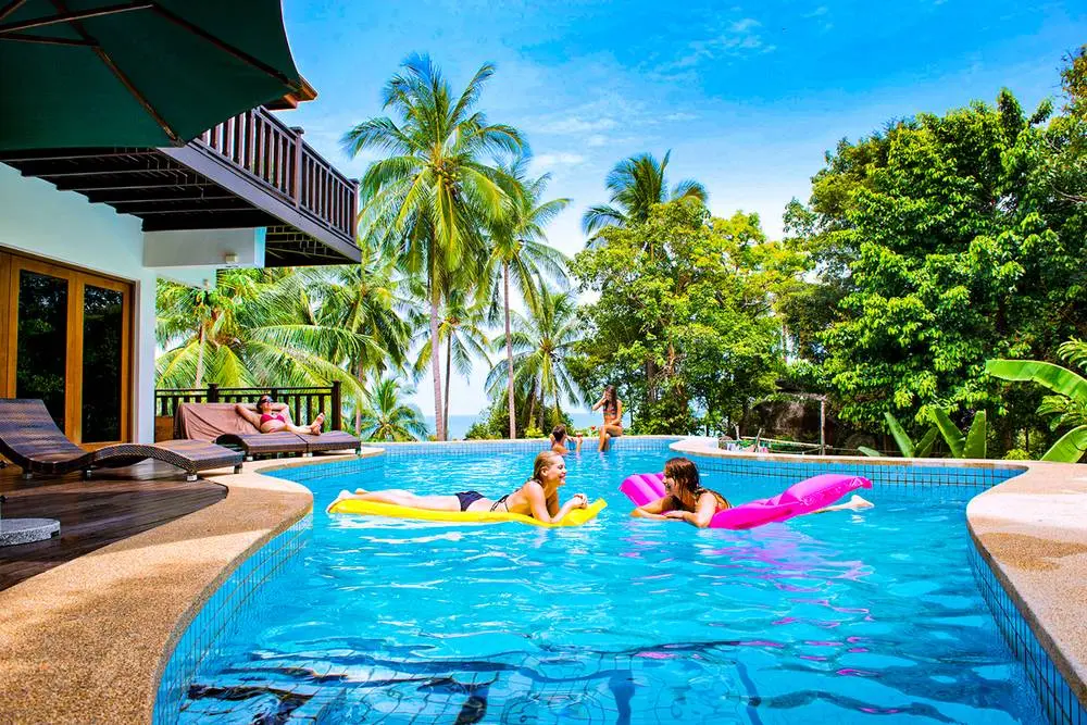 Villa Vadee pool deck and tropical gardens