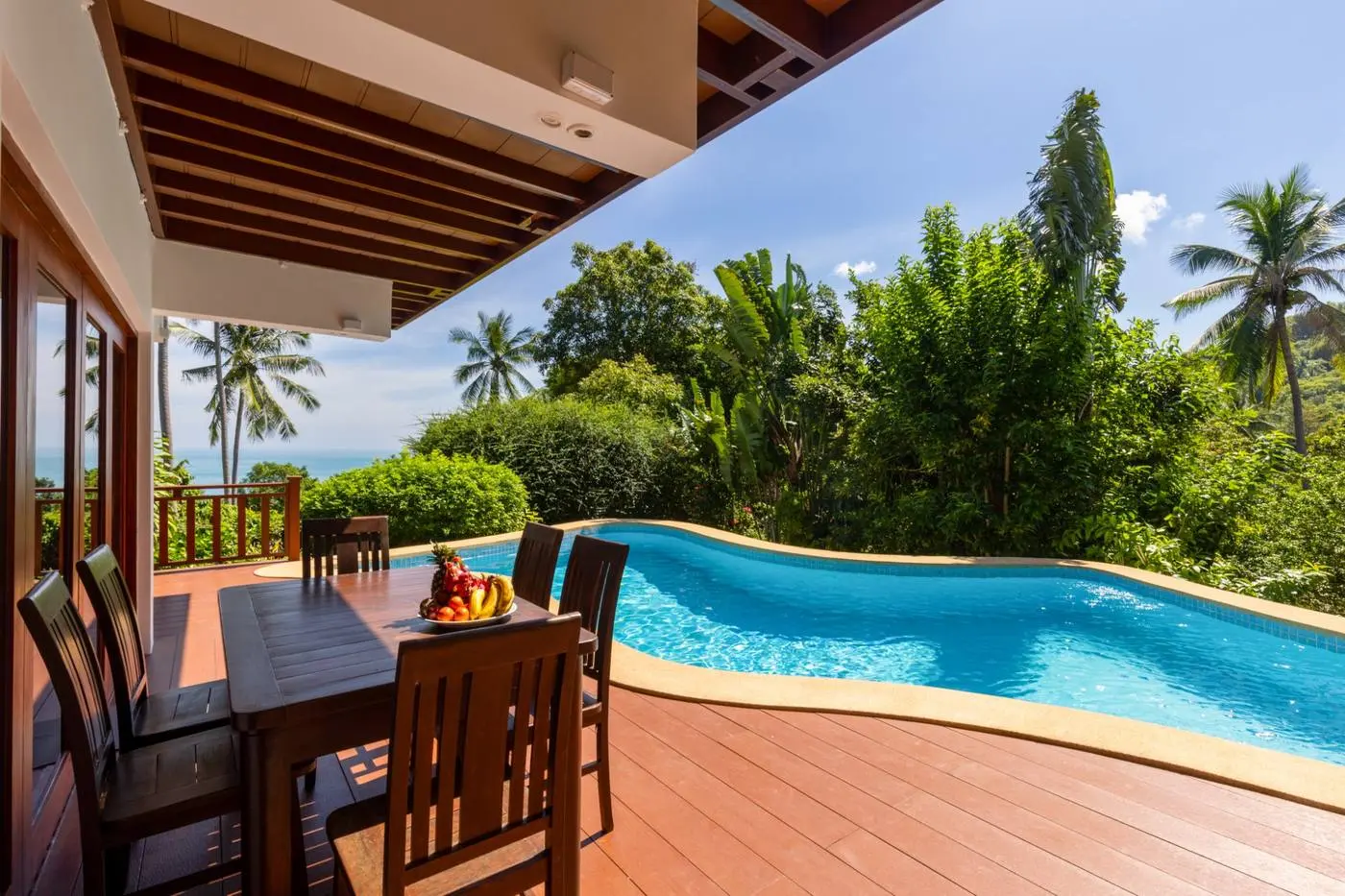 Villa Vadee outdoor deck with panoramic sea views
