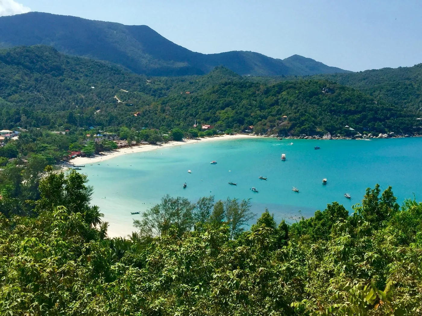 Panoramic view of Thong Nai Pan bay from above, Koh Phangan